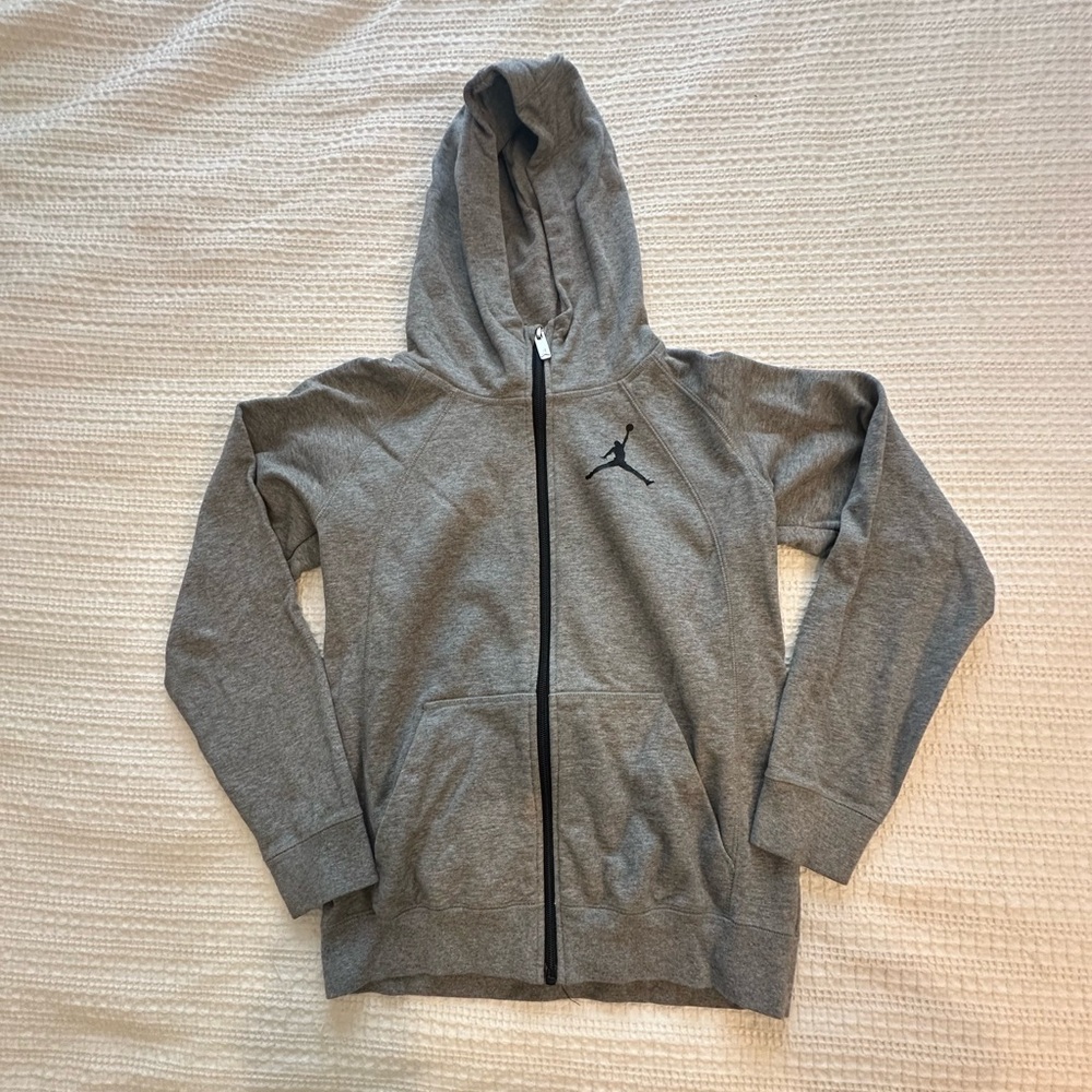 Jordan Brand Gray Zip-Up Hoodie with Logo
